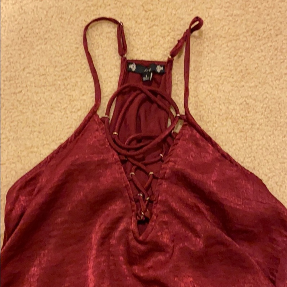 Lace up silky shirt - Picture 2 of 4